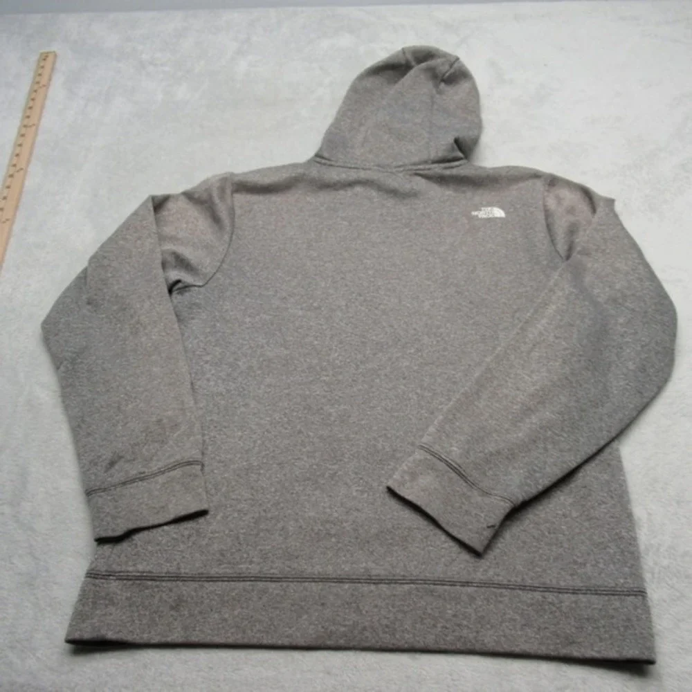 The North Face Hoodie Mens Medium Gray Logo Graphic Fleece Pullover Sweatshirt *